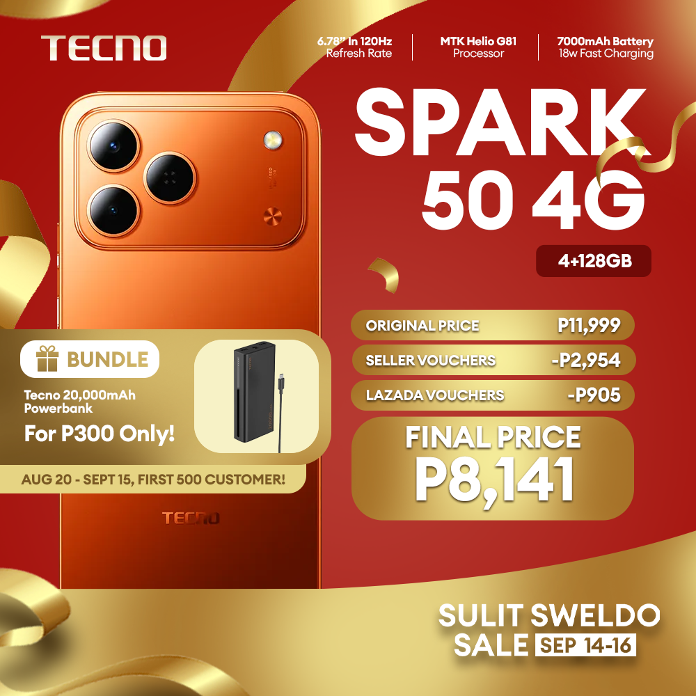 TECNO Spark 50 4G Smartphone (4/256GB, 4/128GB) / Helio G81 Processor / 6.78" 120Hz Smooth Display / 7000mAh Mega Battery / 18W Fast Charging / 50MP AI Camera
