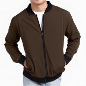 Icm T1330 Bomber Jacket for Men with Zipper Plain Trendy Tops Casual Korean Top for Women