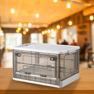 [50x35.5x29CM] Foldable Storage Box With Roller Organizer Trunk Transparent Toy Snack Portable Storage Box Clothes Storage Box Wardrobe Home Storage Organizer (4)