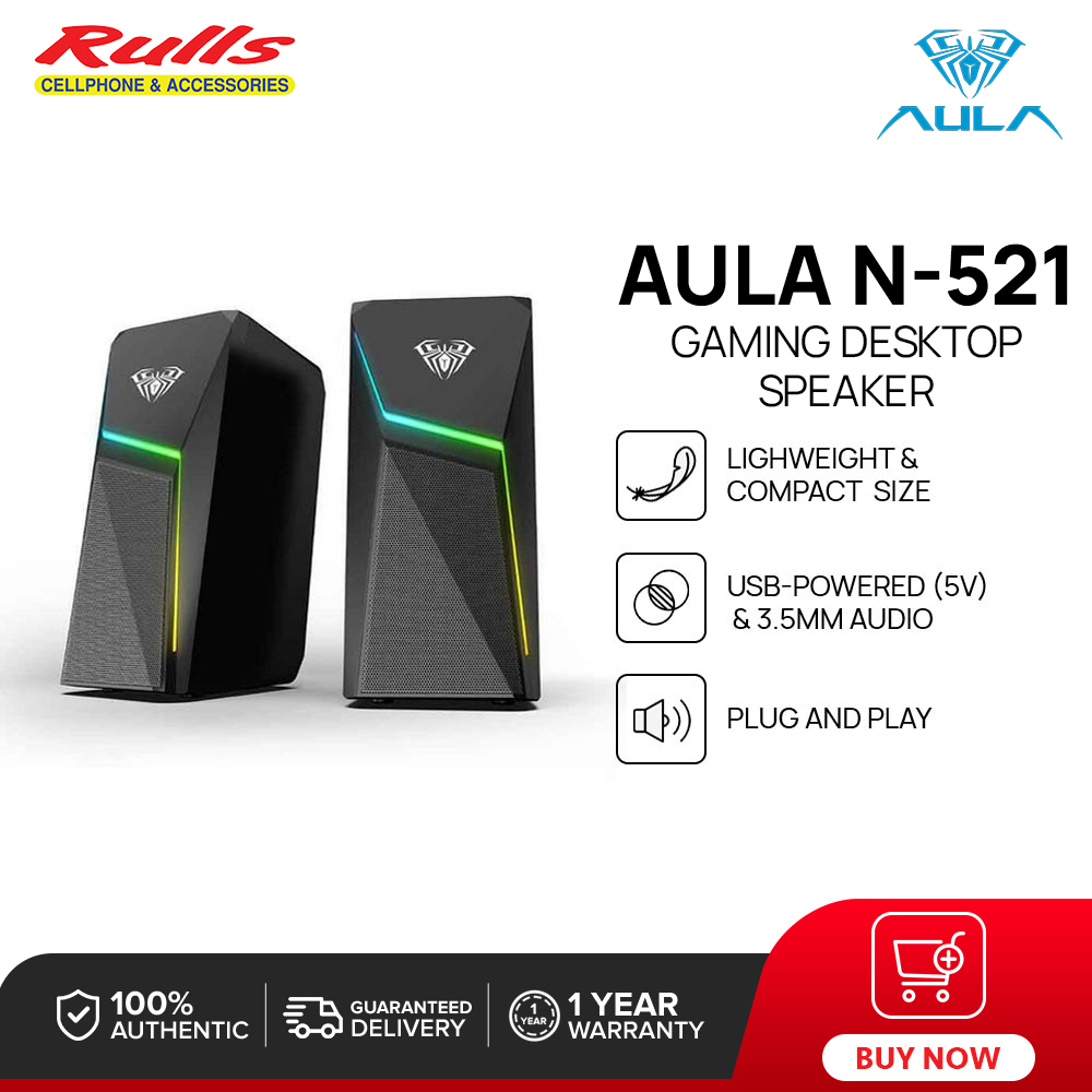 Enceinte PC AULA N-521 stéréo 2.0 RGB - 2 x 3W - USB