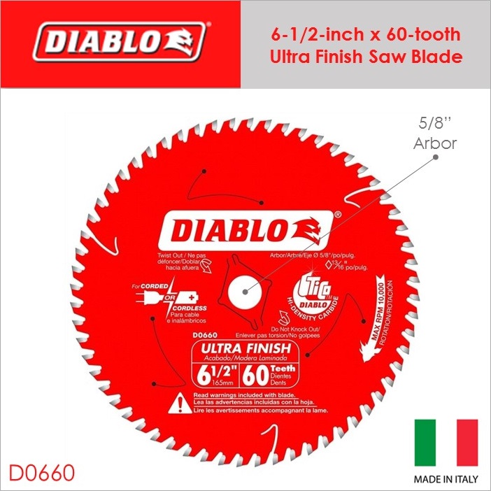 Diablo 7-1/4 inch x 60T Carbide Circular Saw Blade D0760 Lazada PH