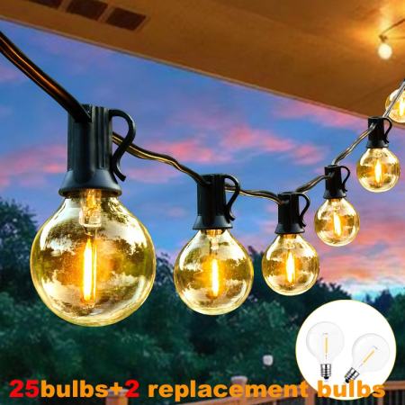 Waterproof Outdoor String Lights with G40 Bulbs - 