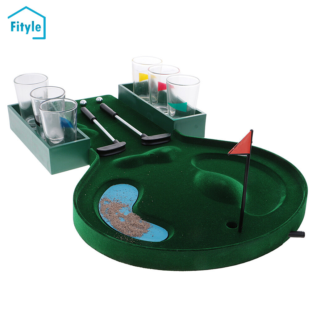 Fityle Mini Table Golf Drinking Game Set with Shot Glasses Party Bar Wine Game Gift