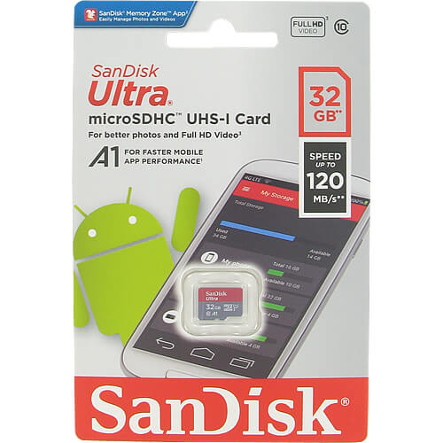 SanDisk 16GB Ultra microSDHC UHS-I Memory Card with Adapter - 98MB/s, C10,  U1, Full HD, A1, Micro SD Card - SDSQUAR-016G-GN6MA