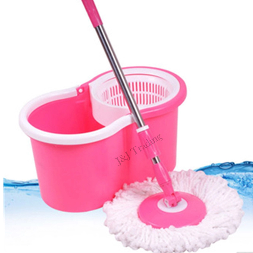  Fevilady Spin Mop and Bucket Set Microfiber Mop - 360 Magic  Spinning Mop and Bucket for Hardwood, Laminate, Tile Floor Cleaning (Color  : Pink, Size : 6 MOP Heads) : Health & Household