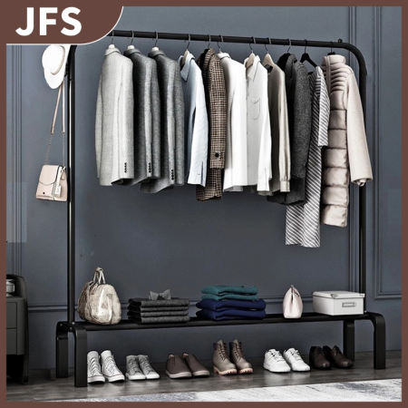 JFS Clothing Garment Rack with Storage Shelf and Rod