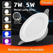 Pin Lights Led Tri Color Led Light for Ceiling Spot Light Downlight Recessed Room Light Drop Panel Lights for Bedroom House Living Room Lamp , 3 Color Temperature colorful Pinlight Panel 5W 7W 2.5inch 3.5inch 220V Round for Ceiling