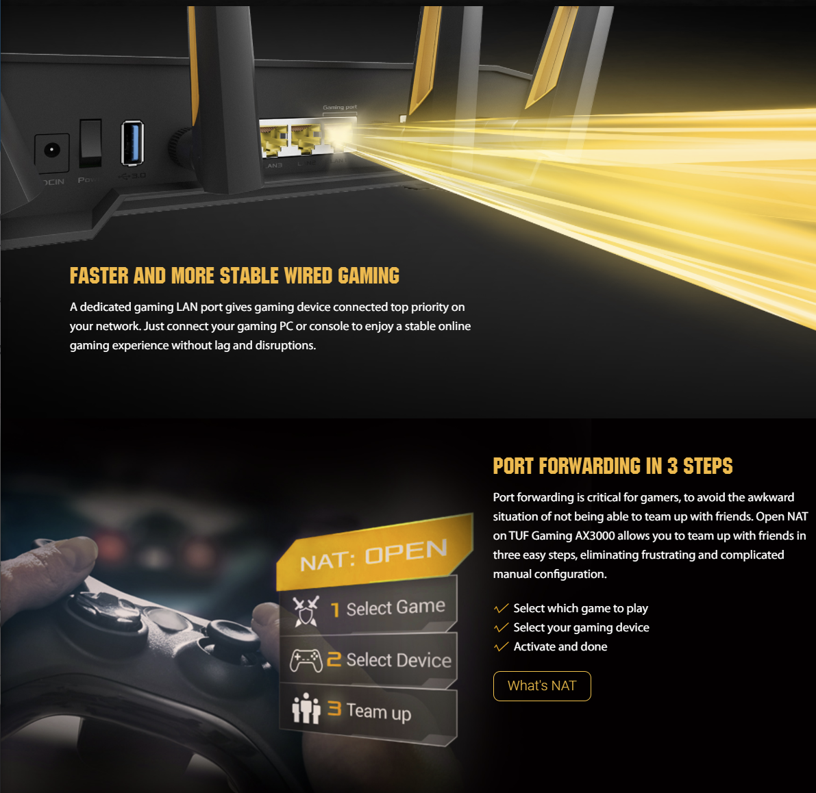 ASUS TUF Gaming AX3000 Dual Band WiFi 6 Gaming Router with dedicated Gaming port, AiMesh for mesh WiFi and AiProtection Pro network security
