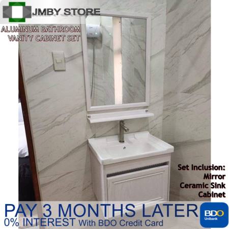 Aluminum Bathroom Vanity Cabinet with Mirror & Sink - Rust-Resistant