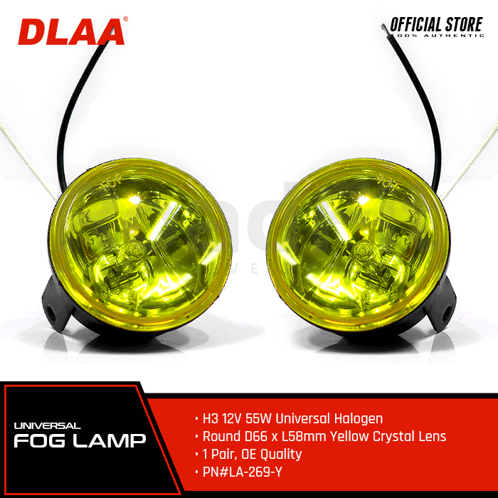 Universal Round Chrome Reflector H3/55W Yellow Lens Driving Fog Lights (3.5 Universal Round Chrome Reflector H3/55W Yellow Lens Driving Fog Lights (3.5