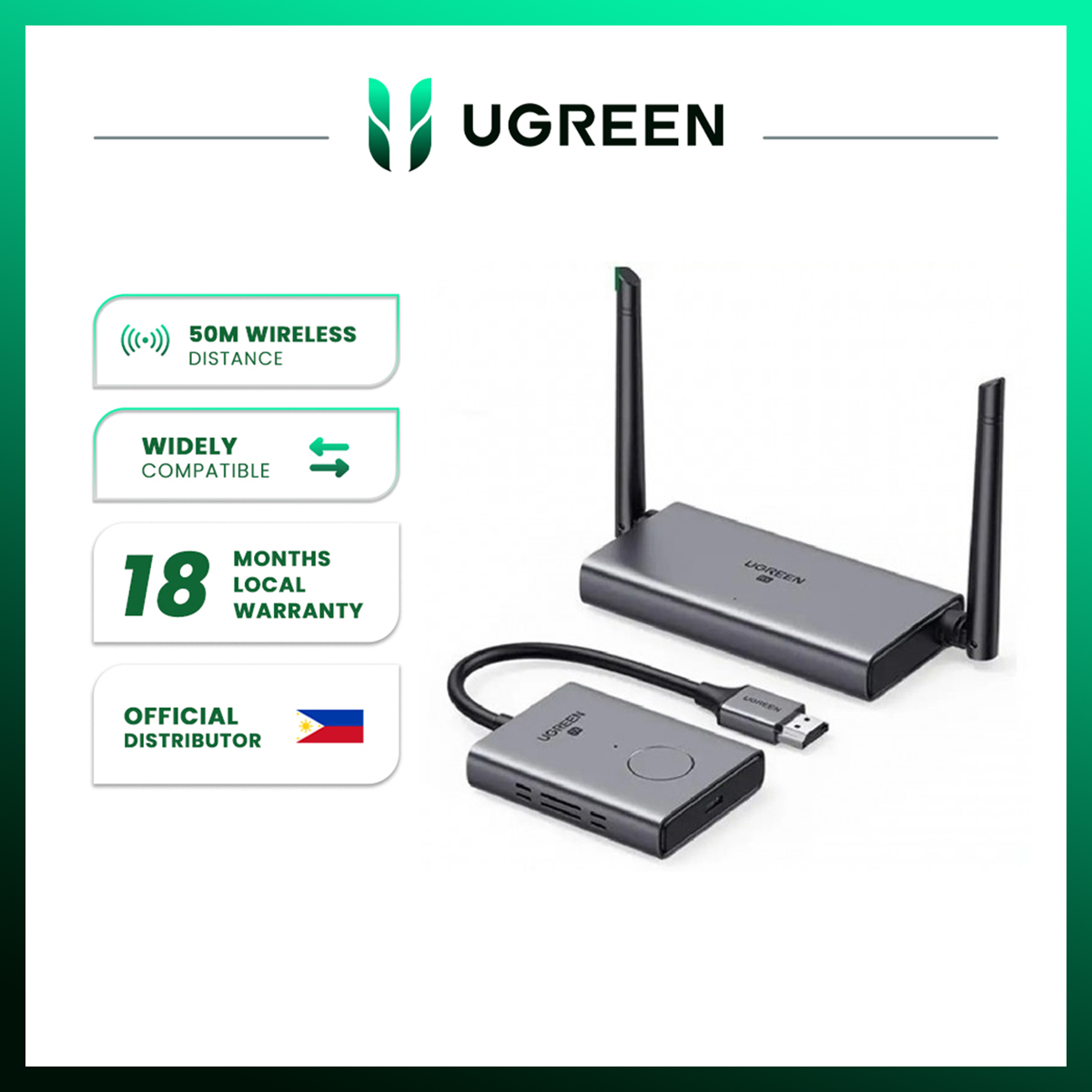 UGREEN Wireless HDMI Extender Transmitter and Receiver 50m - PH