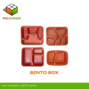 Thick Quality Bento Box Meal with Lid - Red/Black (Brand: ???)