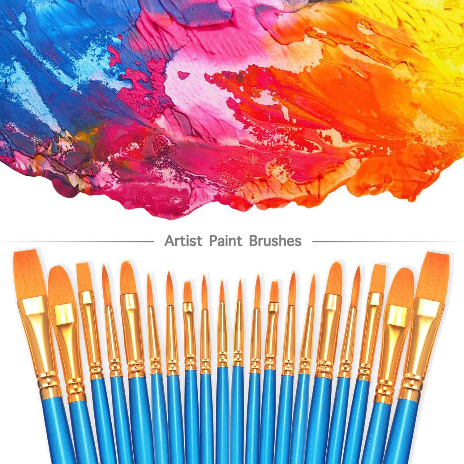 Phinus 40 Pcs, Paint Brush Set for Acrylic Painting, Watercolor Brushes for Acrylic Oil Watercolor, Miniature Detailing, and Rock Paint