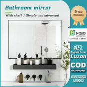 Rectangular Bathroom Mirror with Shelf - Wall Mounted Organizer