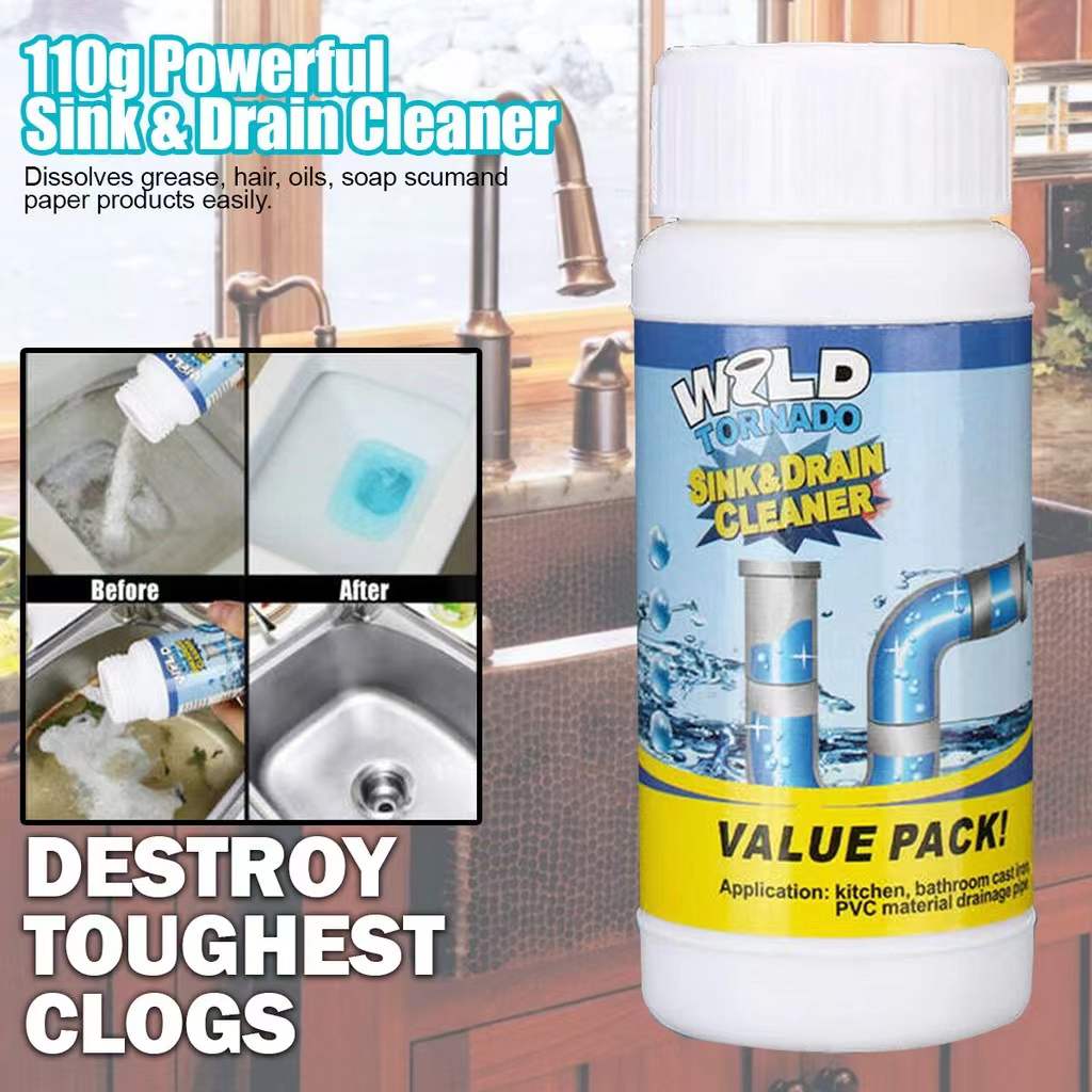 Wild Tornado Powerful Sink & Drain Cleaner High Efficiency - Clog Remover,110g, Size: 4 x 10cm