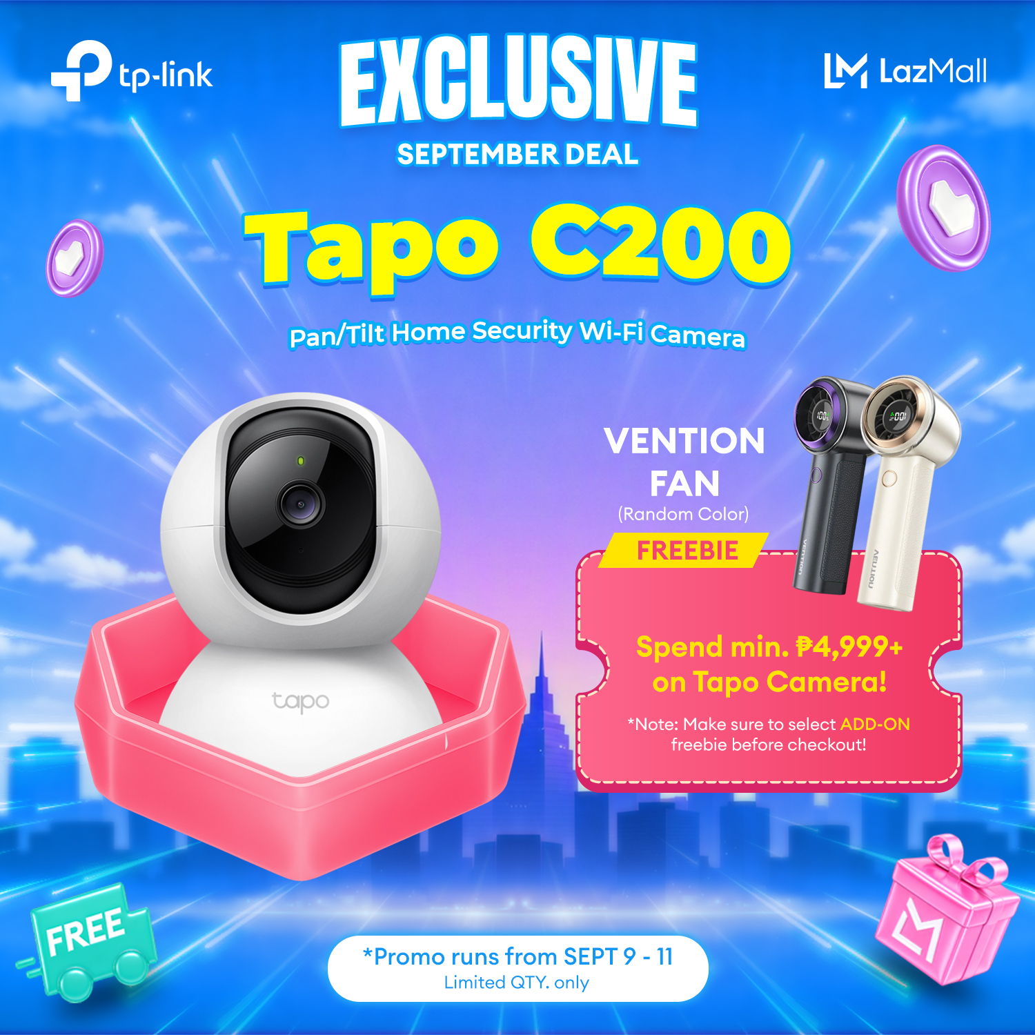 TP-Link Official Store / Tapo C200 / 1080p Indoor 360 Degrees Pan and Tilt WiFi IP Security Cctv Camera Connect to Cellphone Two Way Audtio with Mic and Speaker