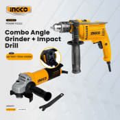 INGCO Electric Angle Grinder and Impact Drill Combo Pack