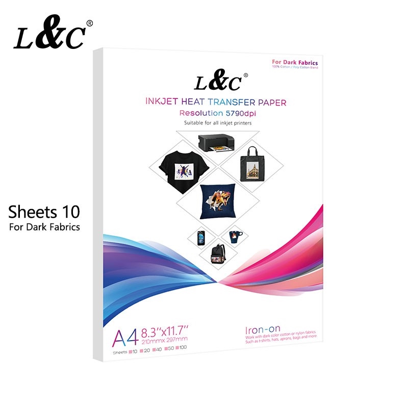 10/20 Sheets Iron On Heat Transfer Paper For Light T Shirts, Clear Transfer  Paper For Light & White Fabrics Printable Heat Transfer Vinyl For Inkjet P