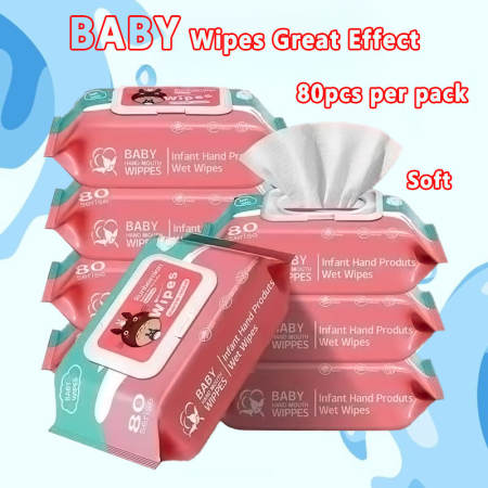 Gentle Baby Wipes, 80 Count - Alcohol-Free, Disposable Cotton