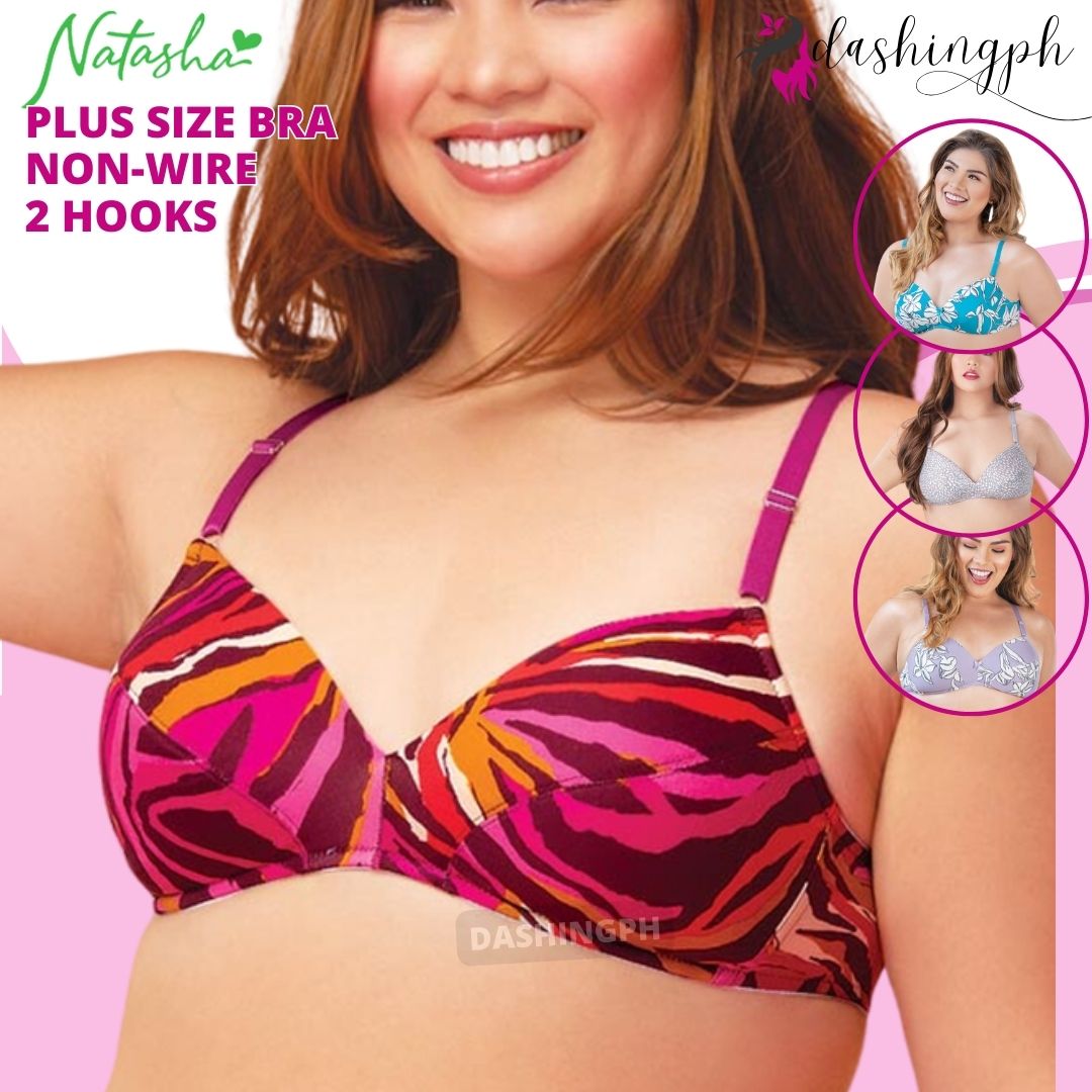 Plus Size Bra for Chubby Women Faye No Wire Soft Cup 3 Hooks Big Size  Authentic Natasha Brassiere