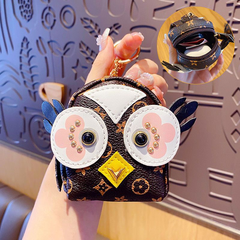 2022 New Style Big Eye Owl Creative Mini Coin Purse Keychain Student Young  Girl Small School Bag Fashion Accessories Trendy