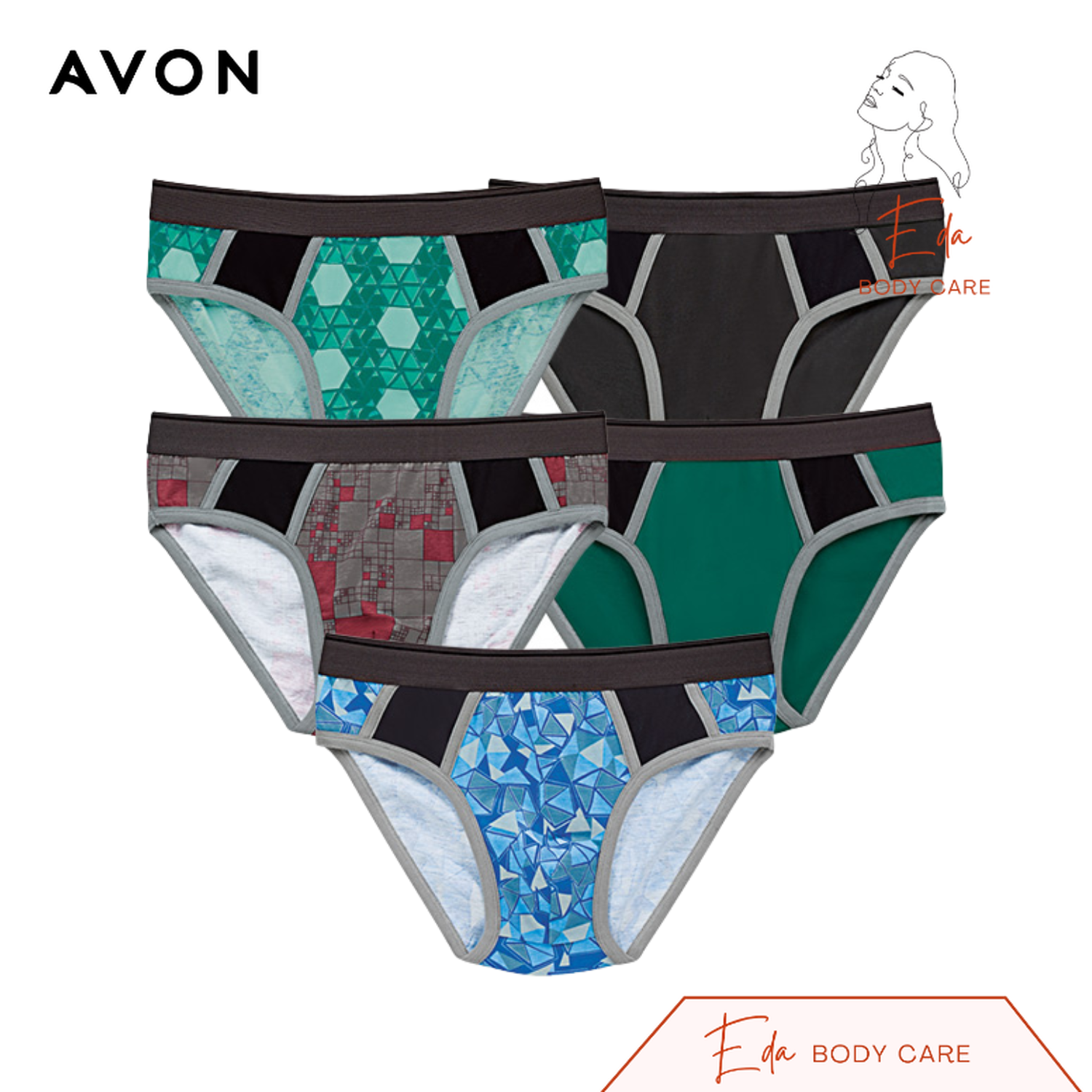 Avon Official Store Chad 5-in-1 Bikini Brief for Mens Original high quality  cotton underwear for men Plain Garterized Stretchable COD new style Fashion  Summer Thin Breathable Briefs