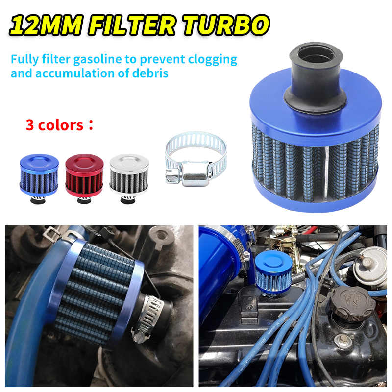 PTNHZ Universal 2 PCS 12mm Auto Cone Mini oil Air Intake Filter Crankcase  Vent Valve Cover Breather Filter Flow Air Filters