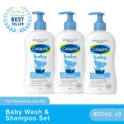 Cetaphil Baby Gentle Wash & Shampoo Pump - 400ml x 3