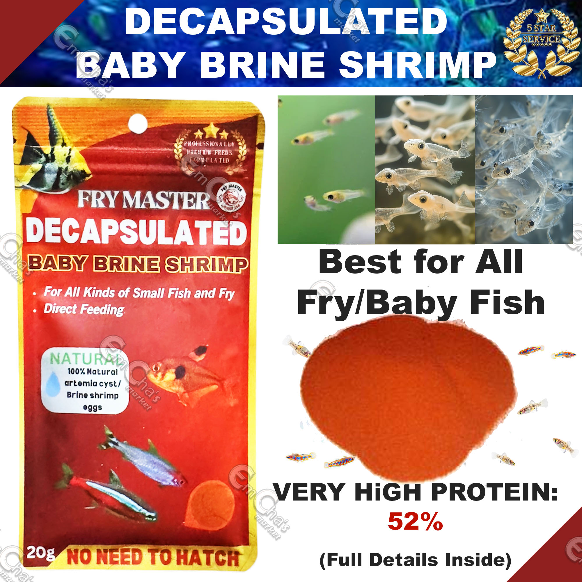Fry Master 20g Decapsulated Baby Brine Shrimp (BBS) (ORANGE PACK