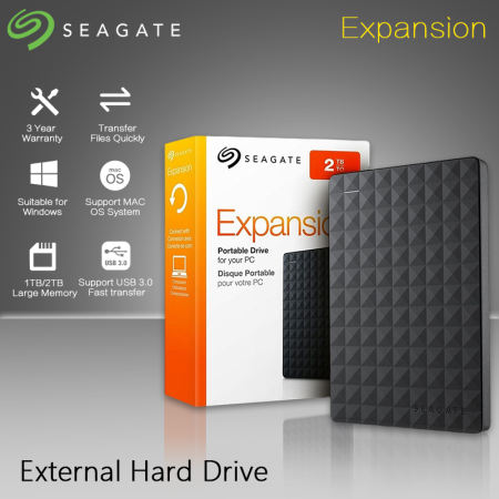 Seagate 1TB/2TB External HDD USB 3.0 Portable for PC/Mac