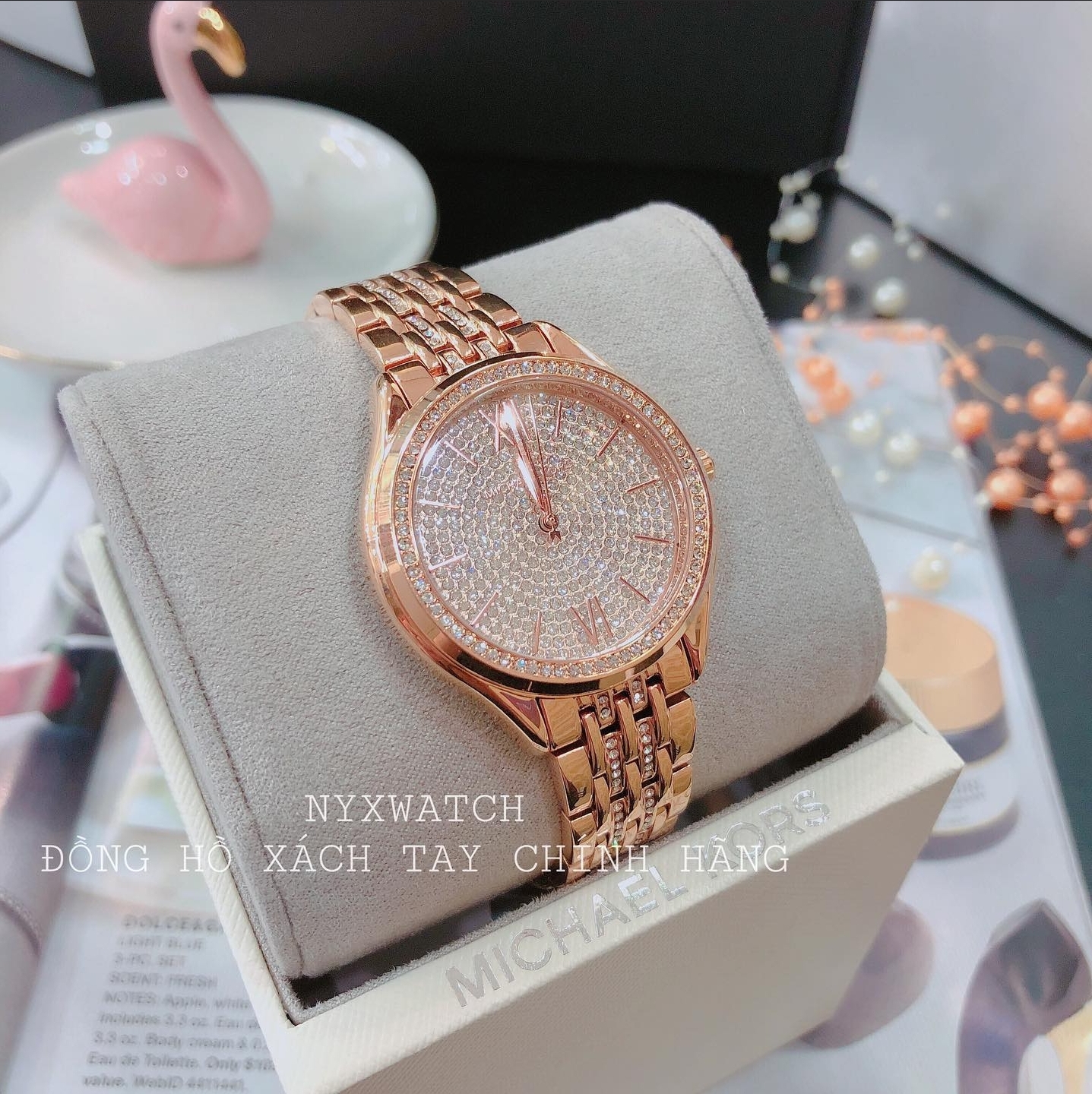 ĐỒNG HỒ NỮ MICHAEL KORS MK7077 MINDY ROSE GOLD TONE DÂY DEMI CHÍNH HÃNG