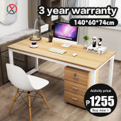 140cm Computer Table with Drawer - Durable Wood, Waterproof 