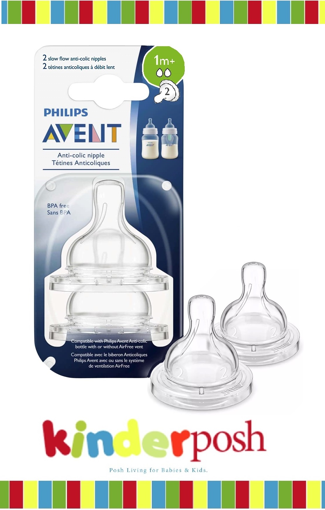 Philips Avent Tétines de Biberon - 2 Pack - Classic+ - Slow Flow