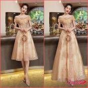 Pang DuDu Champagne Sequin Evening Gown