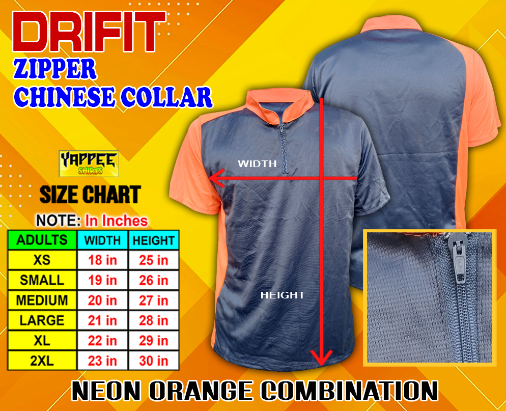 Yappee Drifit Zipper Chinese Collar w/Neon Orange Combination