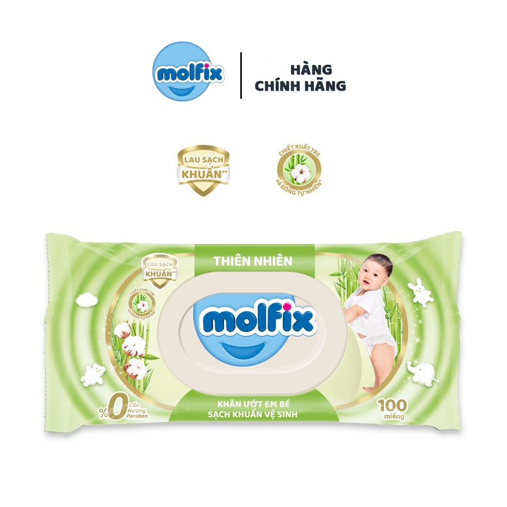 Khăn ướt trẻ em organic Molfix Thiên nhiên- Sạch Khuẩn Vệ Sinh