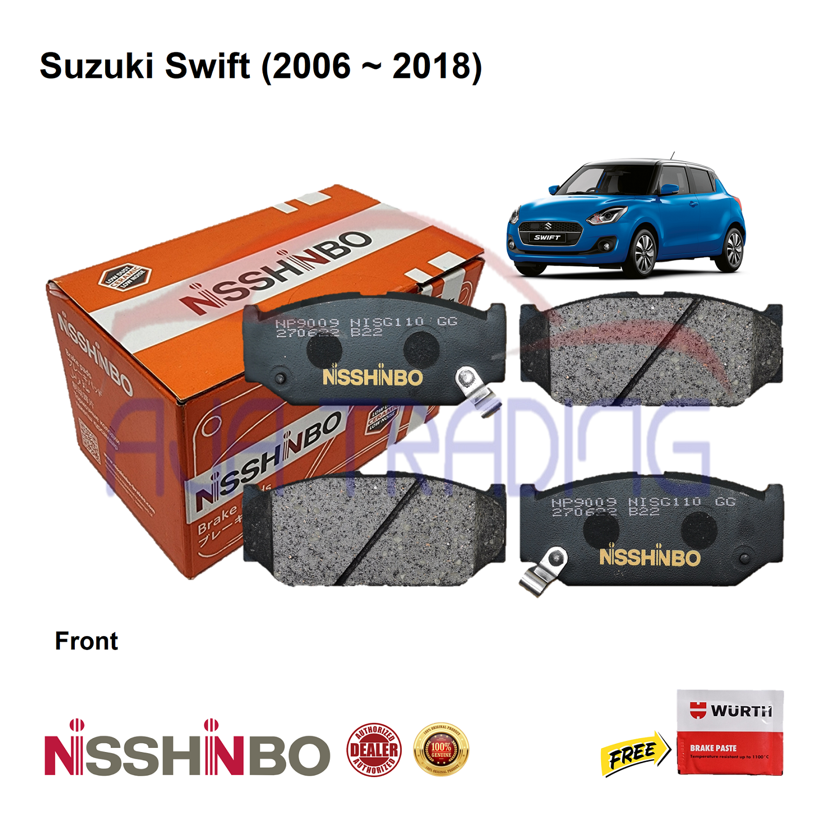 Genuine Akebono Front Brake Pads for Suzuki Swift (2006-2021), Suzuki Dzire  (2012-2017)