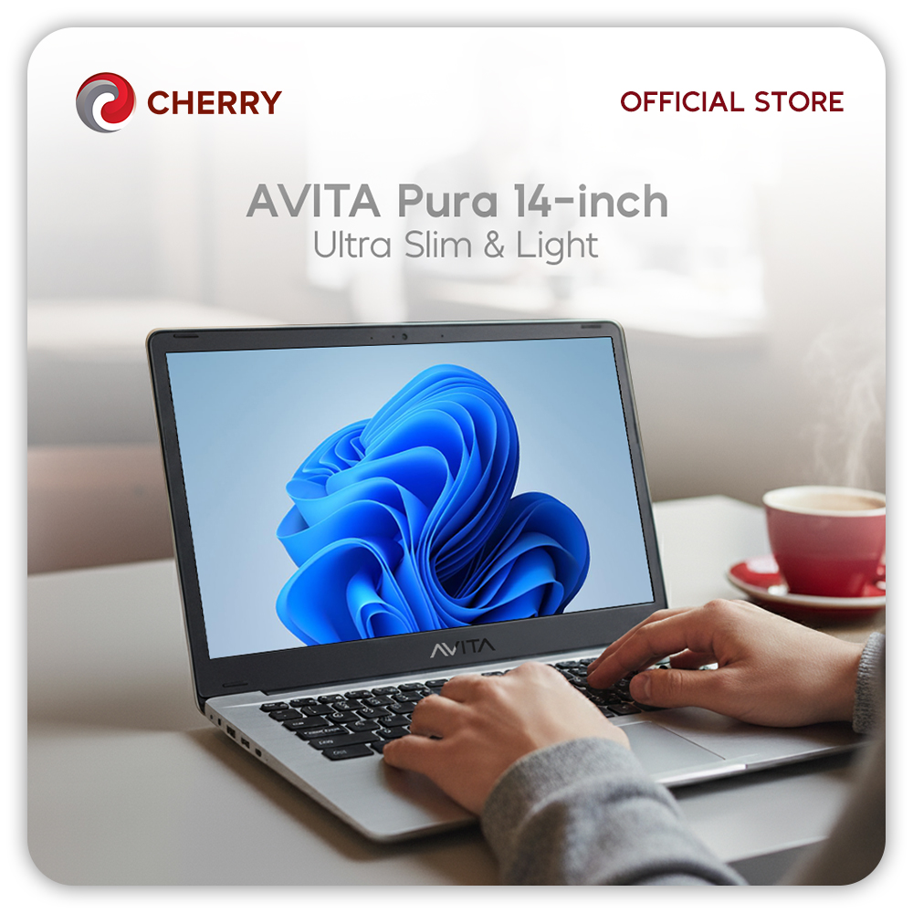 CHERRY x AVITA Pura 14" Windows Laptop with AMD A9 Processor with Mouse and Bullguard Internet Security (1 year)