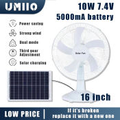 Umiio Solar Stand Fans: Rechargeable Portable 16 Inch Electric Fan