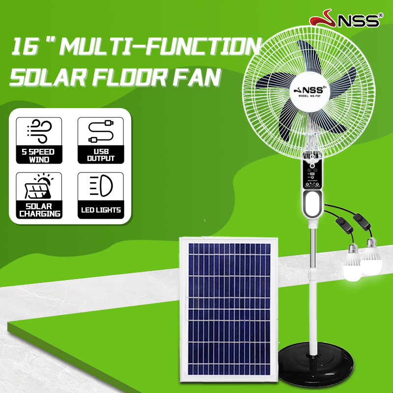 Nss 16" Solar Fan with USB Phone Charging Stand