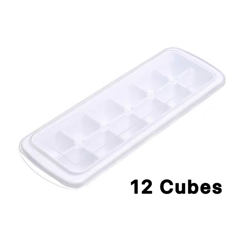 12 Hole Silicone Ice Cube Mold Tray with Rectangle-shape Ice Jelly Moulds Lid SA