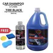 Premium Car Shampoo with Wax and Tire Black Bundle