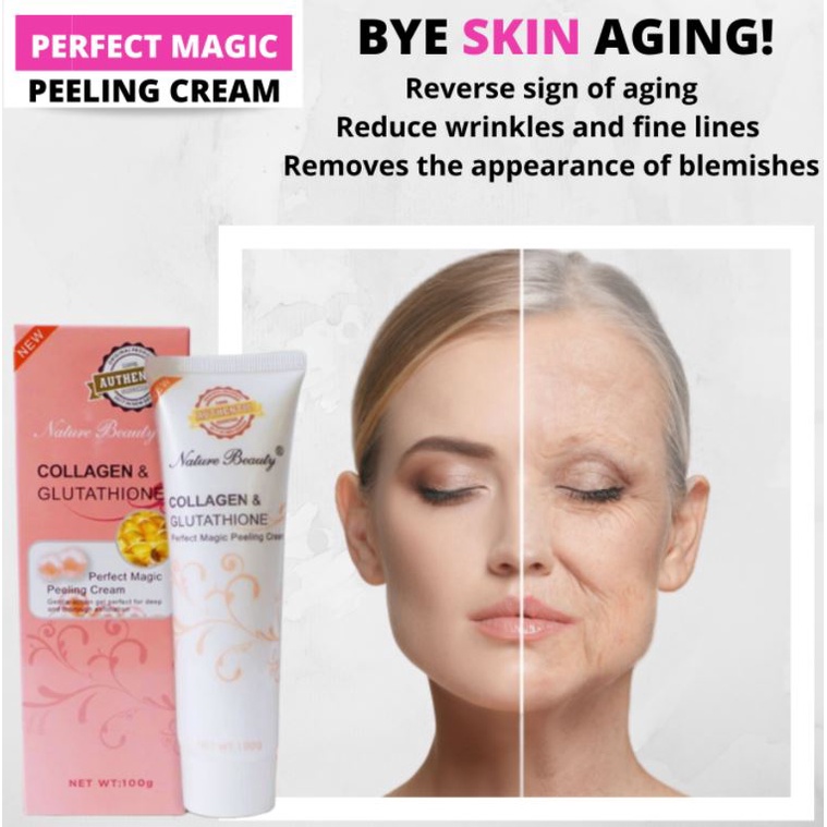 nature beauty collagen and glutathione perfect magic peeling cream ORIGINAL Collagen and Gluthathione Peeling Cream Lotions Instant White and  Removes excess skin tags Skin Problems Peeling Solutions Skin Care Nature  Beauty Collagen and Glutathione Perfect Magic Peeling Cream 100g Pampaputi  sa main image 1