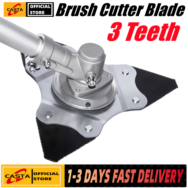 Triangle Brush Cutter Blade,Durable Manganese Steel Trimmer Blade with Serrated Edges,255mm Weed Eater Blade Kit for String Trimmers - Philippines