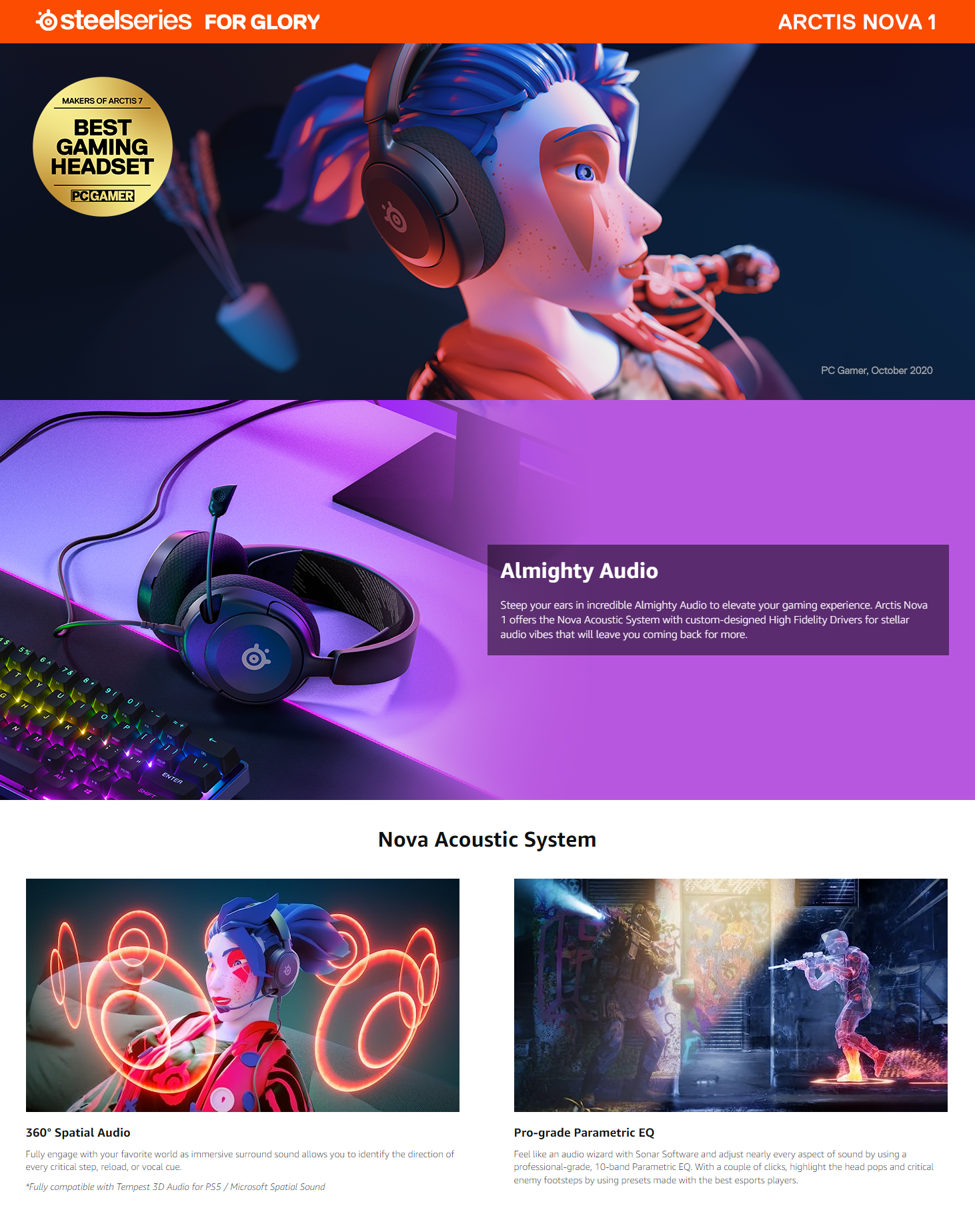 Arctis Nova 1, The Gaming Headset for PC with Almighty Audio