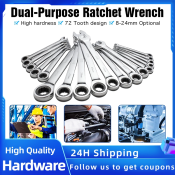 Chrome Vanadium Ratchet Combination Wrench, 8-24MM Dual Purpose Accessory