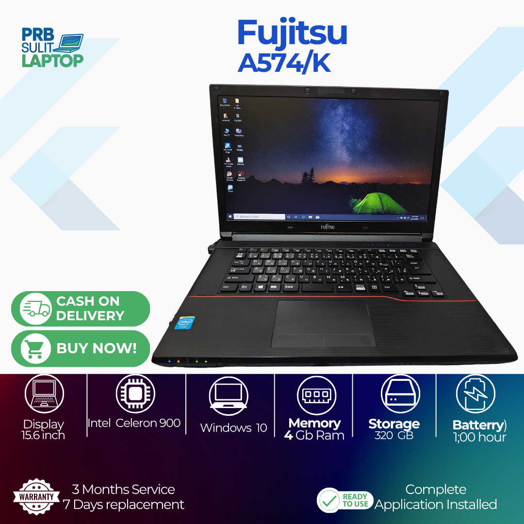 Preloved Fujitsu Lifebook A574 - Intel I5, 4Gb Ram, 128Gb Ssd