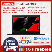 Lenovo ThinkPad X280 laptop Intel Dual/Quad-Core i5/i7 8G/16G DDR4 Ram 256G/512G/1T Ssd Ips 1920*1080 Backlit keyboard（option） Built In Camera/WEBCAM Business Ms office 2019 windows 11 Pro 12.5-inch Screen Online Wifi Bluetooth notebook computer