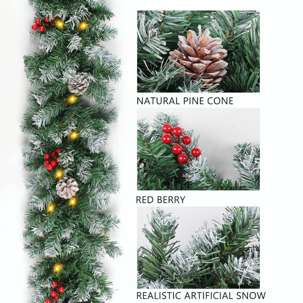 Product photo of Nuvox Frosted Pine Christmas Garland with Pinecones and Berries from its Lazada listing