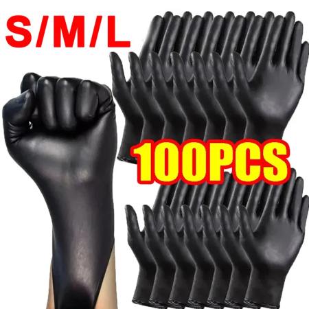 Black Nitrile Disposable Gloves - Kitchen & Car Cleaning (Brand: N/A)